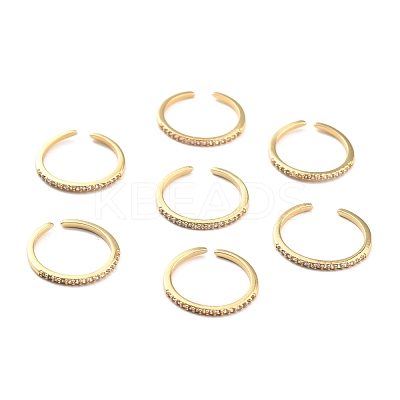 Clear Cubic Zirconia Open Cuff Ring for Women RJEW-C018-21G-1