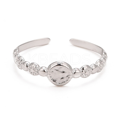 Non-Tarnish 304 Stainless Steel Flat Round Open Cuff Ring for Women RJEW-C025-26P-1