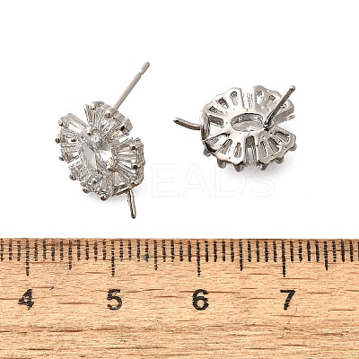 Brass Cubic Zirconia Stud Earrings Findings KK-R217-16P-1