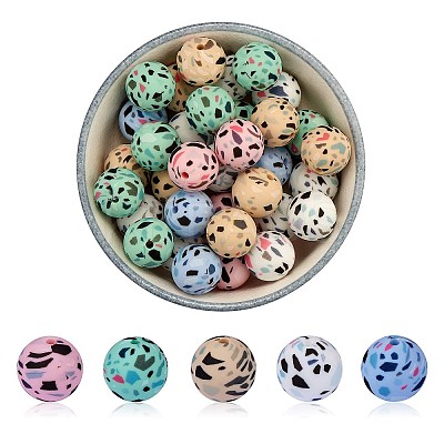 WEWAYSMILE 50Pcs 5 Styles 15mm Silicone Round Beads Making Kit JX486A-1