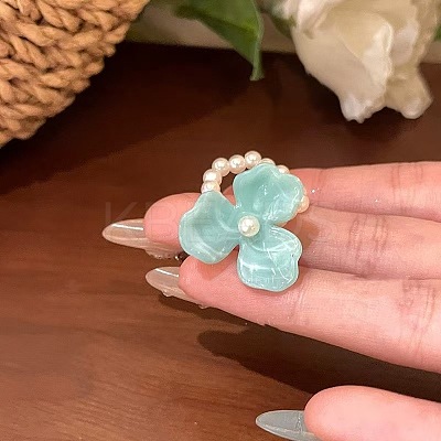 Acrylic and Imitation Pearl Finger Rings for Women FS-WG970C4-02-1