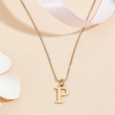1pc 304 Stainless Steel Letter Pendant Necklaces NJEW-LP0001-38P-G-1