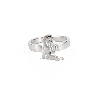 Non-Tarnish 304 Stainless Steel 12 Constellations/Zodiac Signs Open Cuff Ring for Women RJEW-S405-156P-H-1