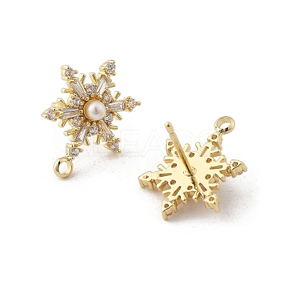 Brass Micro Pave Cubic Zirconia Stud Earring Findings KK-K371-34G-1