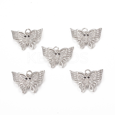 Brass Micro Pave Cubic Zirconia Pendants KK-E068-VB285-1