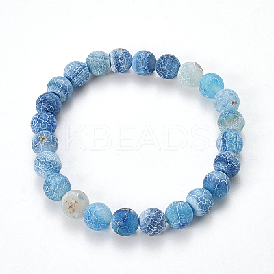 Natural Weathered Agate Beaded Stretch Bracelets BJEW-Q692-01B-1