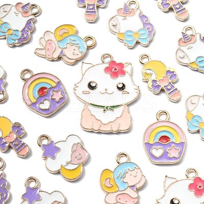 60Pcs 6 Styles Alloy Enamel Pendants ENAM-CJ0004-90-1