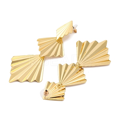 Alloy Rhombus Stud Earrings for Women EJEW-U028-02G-1