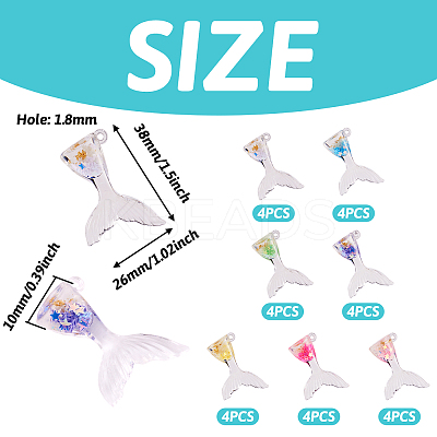 28Pcs 7 Colors Luminous Transparent Resin Pendants RESI-TA0002-08-1
