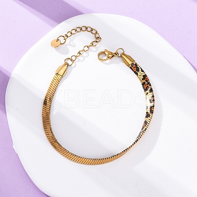 304 Stainless Steel Snake Chain Bracelets for Women BJEW-A034-03G-1