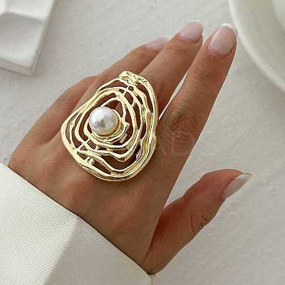 Round Alloy Adjustable Rings for Women RJEW-B108-04KCG-1