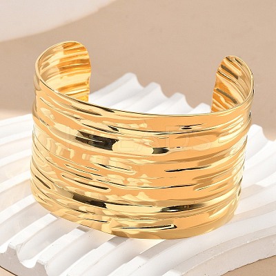 304 Stainless Steel Cuff Bangles for Women AJEW-P127-21G-1