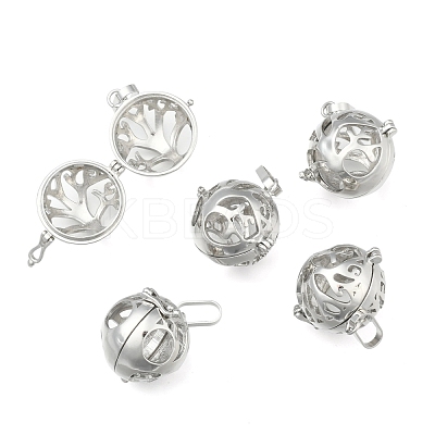 Brass Hollow Round Cage Pendants KK-E662-10P-NR-1