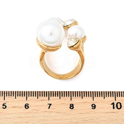 304 Stainless Steel & Cubic Zirconia & Plastic Cuff Rings for Women RJEW-M102-01G-1