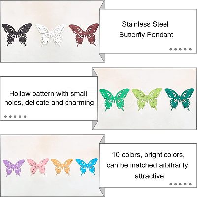 20Pcs 10 Colors Spray Painted 430 Stainless Steel Filigree Joiners Links STAS-UN0030-96-1