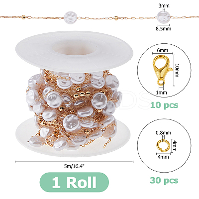 DIY Brass ABS Imitation Pearl Bead Handmade Chains Necklaces Making Kits DIY-HS0001-65D-1