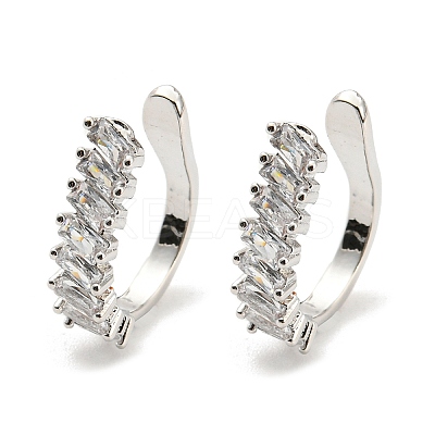 Clear Cubic Zirconia Cuff Earrings EJEW-G295-13P-1