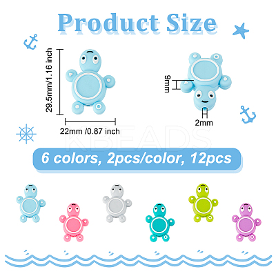 12Pcs 6 Colors Tortoise Silicone Beads SIL-OC0001-09-1
