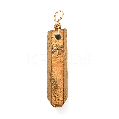 Electroplated Natural Quartz Crystal Pendants PALLOY-JF01009-1
