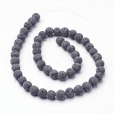 Unwaxed Natural Lava Rock Bead Strands G-F309-4mm-1