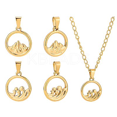 4Pcs 2 Styles Ion Plating(IP) 304 Stainless Steel Pendants STAS-UN0061-11-1