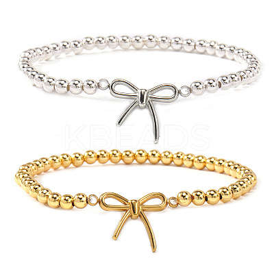 2Pcs Bowknot 304 Stainless Steel Link Bracelets ZF9724-1-1