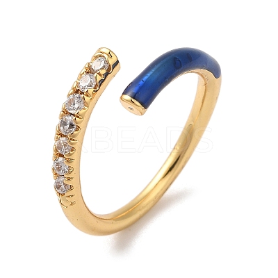 Rack Plating Brass Cubic Zirconia Open Cuff Rings for Women RJEW-S407-04-1