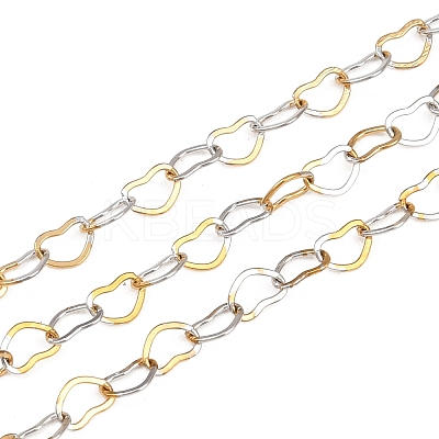 Two Tone 304 Stainless Steel Heart Link Chains CHS-C013-04A-01-1
