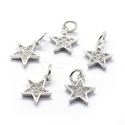 Brass Micro Pave Cubic Zirconia Charms X-ZIRC-G087-35P-1