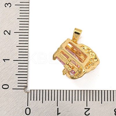 Rack Plating Brass Micro Pave Cubic Zirconia Pendants KK-U035-04G-1