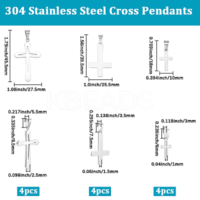 12Pcs 3 Styles 304 Stainless Steel Pendants STAS-BBC0007-24-1