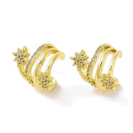 Brass Micro Pave Clear Cubic Zirconia Cuff Earrings for Women EJEW-I305-35G-1