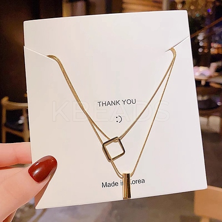 316 Surgical Stainless Steel Double Layer Column & Square Pendant Necklaces NJEW-P324-04G-1