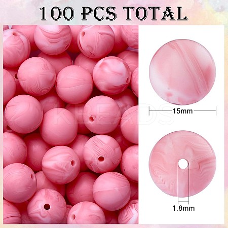 100Pcs Silicone Beads Round Rubber Bead 15MM Loose Spacer Beads for DIY Supplies Jewelry Keychain Making JX464A-1