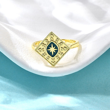 Brass Enamel Adjustable Rings for Women RJEW-S399-15G-1