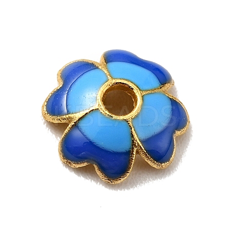 4-Petal Alloy Enamel Bead Caps FIND-G029-06G-04-1