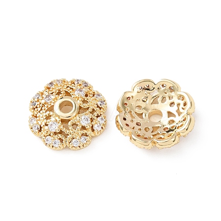 Brass Clear Cubic Zirconia Bead Caps KK-G551-03G-1