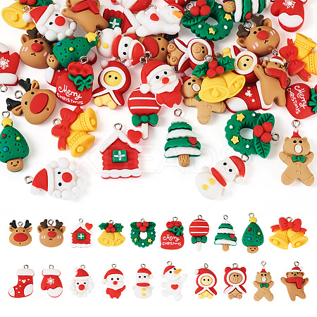 40Pcs 20 Styles Christmas Theme Opaque Resin Pendants RESI-TA0003-58-1