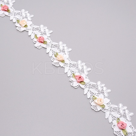 Lace Trim Colorful Flower Pattern DIY Embroidered Trim Ribbons DIY-WH0182-13-1