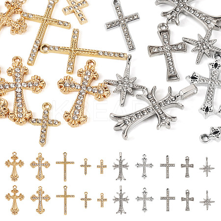 18Pcs 9 Styles Alloy with Crystal Rhinestone Pendants ALRI-TA0001-34-1