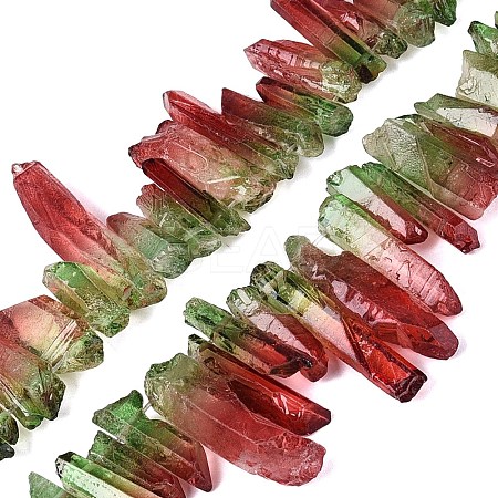 Two Tone Spray Painted Natural Quartz Crystal Points Beads Strands G-Q610-03A-1