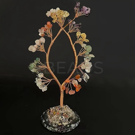 Natural & Synthetic Mixed Gemstone Tree of Life Ornaments TREE-PW0002-10-1