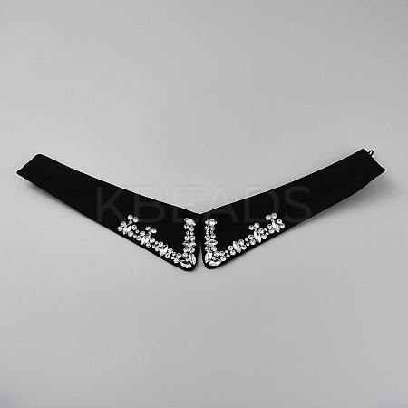Polyester & Glass Rhinestone Fake Shirt Collar DIY-WH0060-71B-1