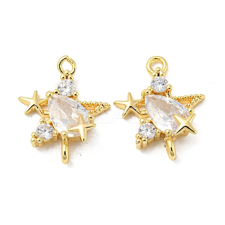 Brass Pave Clear Cubic Zirconia Connector Charms KK-H460-19G-1