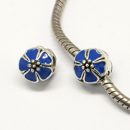 Alloy Enamel Flower Large Hole Style European Beads MPDL-R036-51F-1