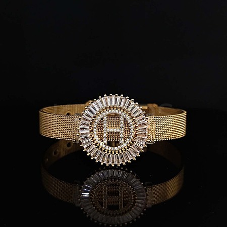 Brass Micro Pave Clear Cubic Zirconia Bangles for Women FS-WGA7409-08-1