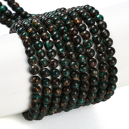 Assembled Natural Malachite & Bronzite Beads Strands G-A230-D02-01-1