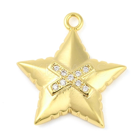 Cross Theme Real 18K Gold Plated Brass Micro Pave Clear Cubic Zirconia Pendants LS-KK-L219-06G-05-1