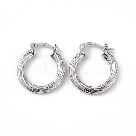Brass Grooved Ring Hoop Earrings for Women EJEW-L234-087P-1