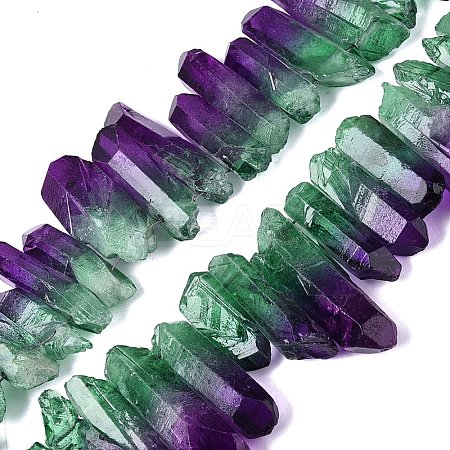 Two Tone Spray Painted Natural Quartz Crystal Points Beads Strands G-Q610-03F-1